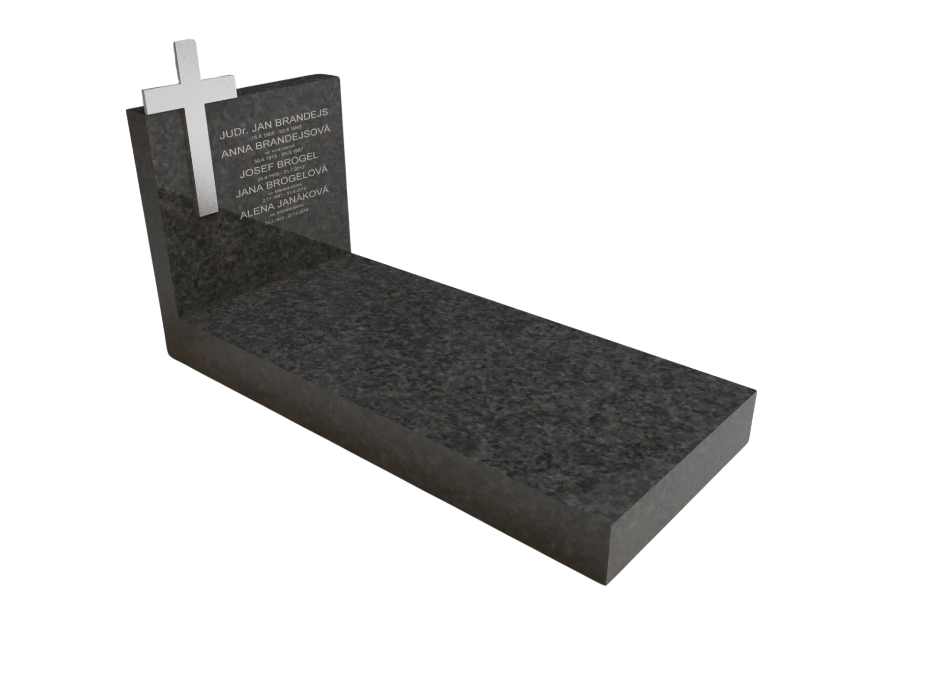 Ukázka 3D návrhu pomníku s rozměry